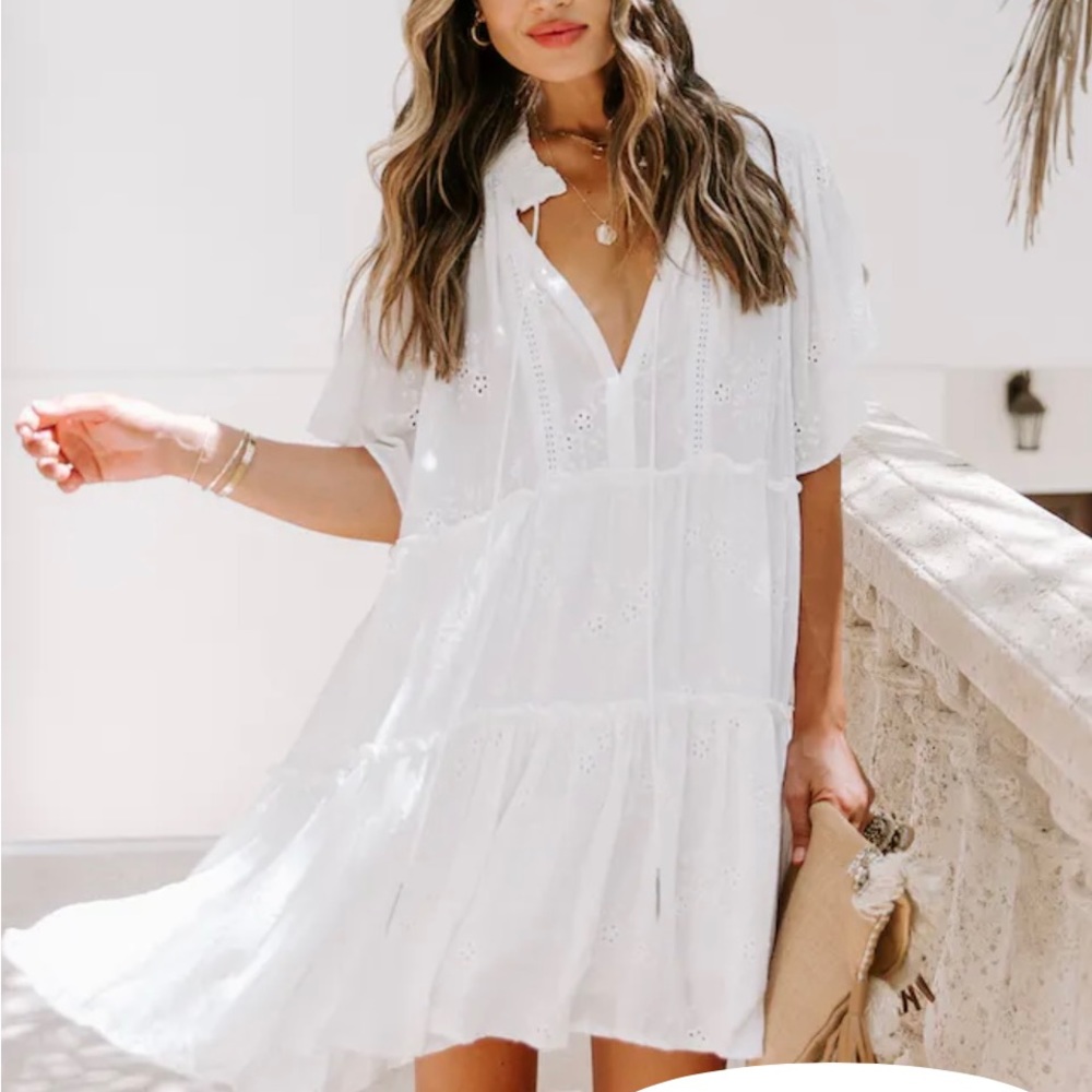 Vici - Brand New White Eyelet Babydoll Dress